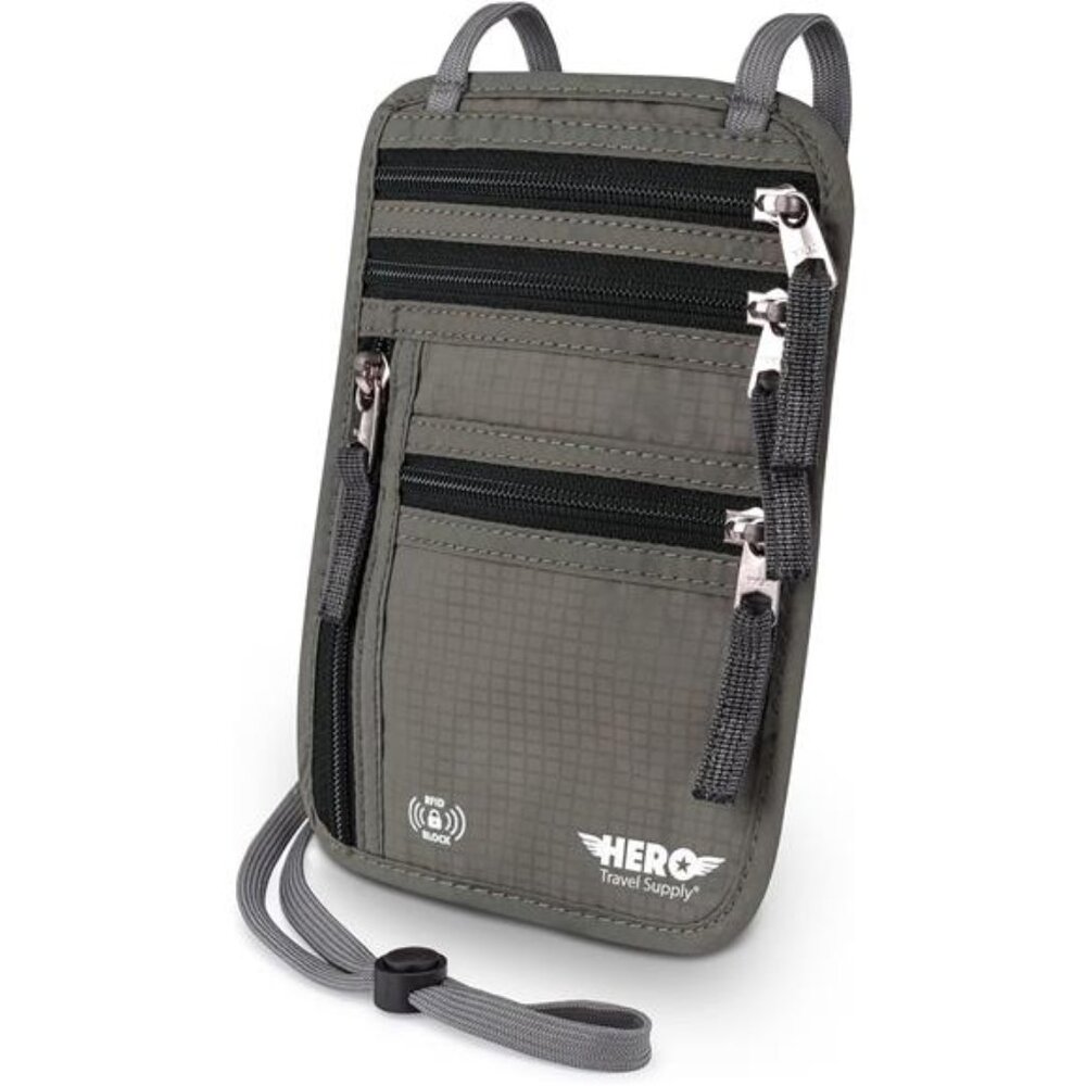 Neck Wallet, RFID Blocking Passport Holder, Easy to Conceal Travel Pouch